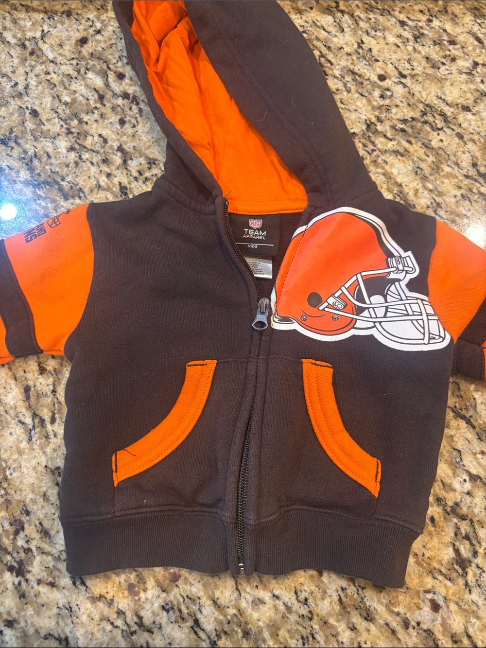 Team Apparel Brown and Orange Kids Football Helmet Zip Hoodie